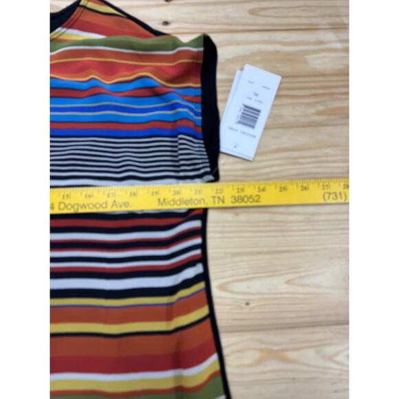 Sunny Leigh Chiffon Striped Multi-colored Rayon Jersey Knit Blouse NWT X-Large - Picture 6 of 9